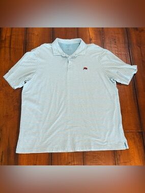 Perlis Striped Light Aqua Blue Polo
